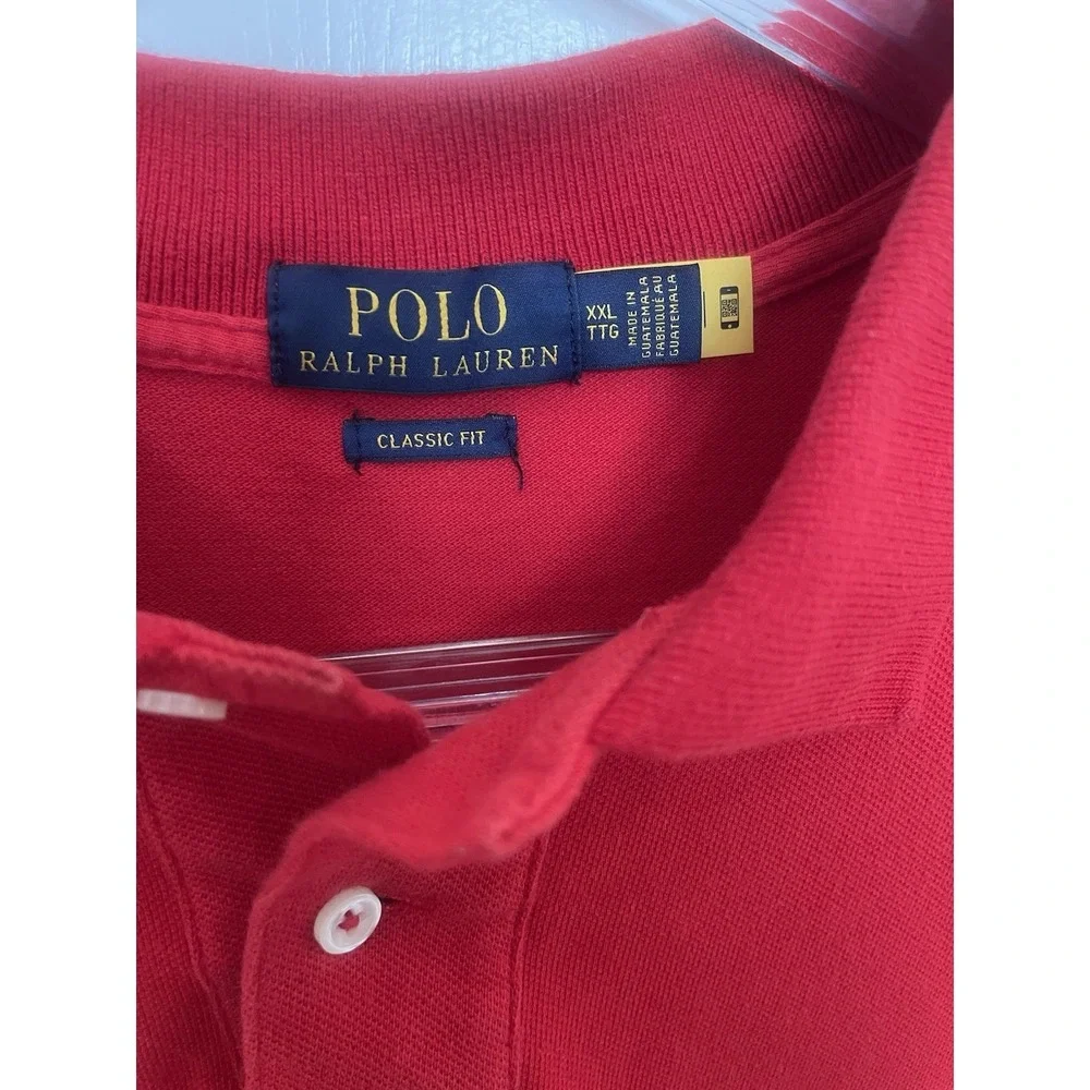 Polo Ralph Lauren Mens Size 2XLT tall Polo Shirt short Sleeve Red 100% Cotton